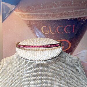 Bangle Tennis Bracelet Hinged Bangle with Pink CZ Crystals  NWOT
